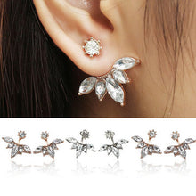 Lade das Bild in den Galerie-Viewer, Elegant Silver Gold Plated Zircon Leaf Ear Stud Earrings For Women