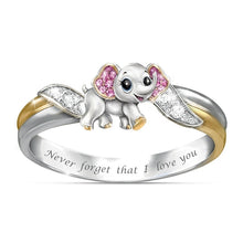 Lade das Bild in den Galerie-Viewer, Never Forget I Love You Silver Cute Pink Elephant Crystal Zircon Engagement Ring Accessories Lover's Gift Anniversary Jewelry