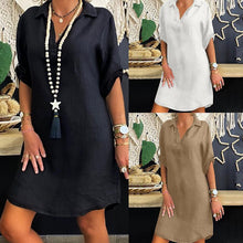 Lade das Bild in den Galerie-Viewer, Robe Chemise Nordique à Manches Courtes ciaovie