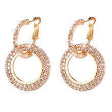 Lade das Bild in den Galerie-Viewer, Popular Diamond Insert Crystal Hollow Round Circle Hoop Drop Ring Earrings and Earrings cjdropshipping
