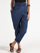 Lade das Bild in den Galerie-Viewer, Women Zipper Casual Belt Harem Pants Irregular Loose Trousers