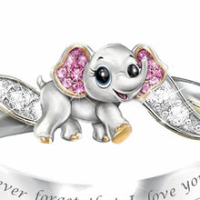Lade das Bild in den Galerie-Viewer, Never Forget I Love You Silver Cute Pink Elephant Crystal Zircon Engagement Ring Accessories Lover's Gift Anniversary Jewelry