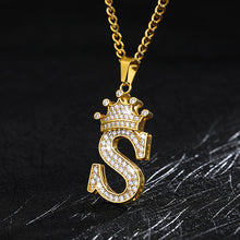 Lade das Bild in den Galerie-Viewer, A-Z Crown Alphabet Pendant Necklace cjdropshipping