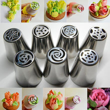 Lade das Bild in den Galerie-Viewer, Stainless Steel Pastry Nozzles - Russian Tulip Icing Tool (7pcs)