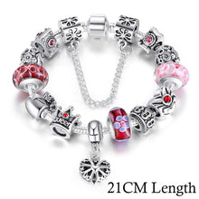 Lade das Bild in den Galerie-Viewer, Silver Charms Bracelet & Bangles With Queen Crown Beads Bracelet for Women