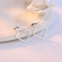 Lade das Bild in den Galerie-Viewer, ANENJERY 925 Sterling Silver Simple Geometric Circle Square Triangle Stud Earrings For Women Gift Oorbellen S-E535