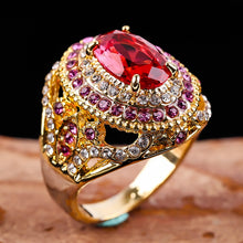 Lade das Bild in den Galerie-Viewer, Gorgeous Large Oval Red Stone Ring Luxury Filled CZ Weddings Rings For Women Engagement Fashion Jewelry Gifts Anillos Mujer DSers