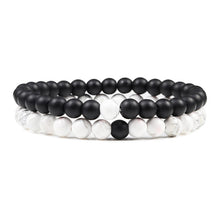 Lade das Bild in den Galerie-Viewer, Set Bracelet Couples Distance Black White Natural Lava Stone Tiger Eye Beaded Yoga Bracelets for Men Women Elastic Rope Jewelry DSers