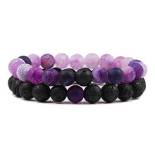 Lade das Bild in den Galerie-Viewer, Set Bracelet Couples Distance Black White Natural Lava Stone Tiger Eye Beaded Yoga Bracelets for Men Women Elastic Rope Jewelry DSers