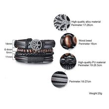 Lade das Bild in den Galerie-Viewer, Handmade Recycled Imitation Braided Wrap Leather Bracelet 4Pcs/ Set DSers