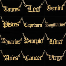 Lade das Bild in den Galerie-Viewer, Constellation Zodiac Necklaces Jewelry for Women Antique Style Designed Letter Taurus Aries Necklaces Collier