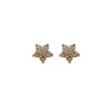 Lade das Bild in den Galerie-Viewer, 925 Sterling Silver Plated 14k Gold Pavé Crystal Five-pointed Star Earrings Women Simple Fashion Wedding Jewelry Accessories DSers