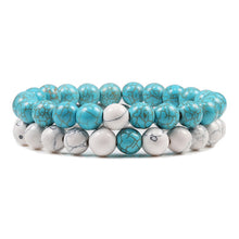 Lade das Bild in den Galerie-Viewer, Set Bracelet Couples Distance Black White Natural Lava Stone Tiger Eye Beaded Yoga Bracelets for Men Women Elastic Rope Jewelry DSers
