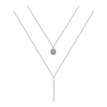 Load image into Gallery viewer, 925 Sterling Silver Double layer Necklace Round Shiny Full Zircon Long pendant Necklaces DSers