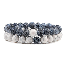Lade das Bild in den Galerie-Viewer, Set Bracelet Couples Distance Black White Natural Lava Stone Tiger Eye Beaded Yoga Bracelets for Men Women Elastic Rope Jewelry DSers