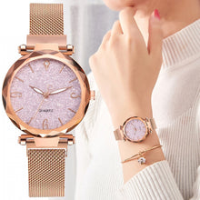 Lade das Bild in den Galerie-Viewer, Rose Gold Women Watch 2021 Top Brand Luxury Magnetic Starry Sky Lady Wrist Watch Mesh Female Clock For Dropship relogio feminino DSers
