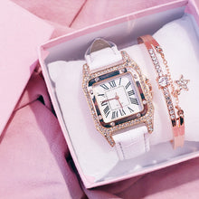 Lade das Bild in den Galerie-Viewer, Women Diamond Watch Starry Square Dial Bracelet Watches Set Ladies Leather Band Quartz Wristwatch Female Clock Zegarek Damski DSers