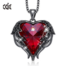 Lade das Bild in den Galerie-Viewer, Silver Necklace Embellished with Crystals Necklace Angel Wings Heart Pendant Valentines Gift DSers
