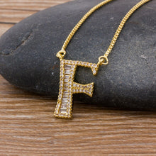 Lade das Bild in den Galerie-Viewer, Top Quality Initial Name Letter Necklace Gold 26 Letters Charm Pendants Micro Pave CZ Copper Chain Jewelry For Women Girls Gifts DSers