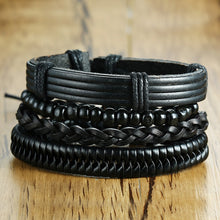 Lade das Bild in den Galerie-Viewer, Handmade Recycled Imitation Braided Wrap Leather Bracelet 4Pcs/ Set DSers