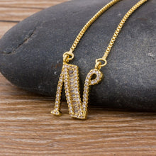 Lade das Bild in den Galerie-Viewer, Top Quality Initial Name Letter Necklace Gold 26 Letters Charm Pendants Micro Pave CZ Copper Chain Jewelry For Women Girls Gifts DSers