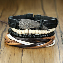 Lade das Bild in den Galerie-Viewer, Handmade Recycled Imitation Braided Wrap Leather Bracelet 4Pcs/ Set DSers