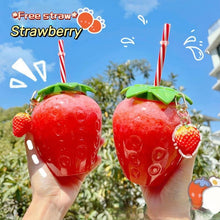 Lade das Bild in den Galerie-Viewer, Summer cartoon kawaii strawberry straw cup plastic cup lovely girl milk tea coffee cup student portable water cup water bottle DSers