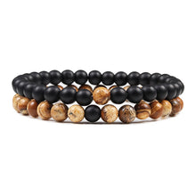 Lade das Bild in den Galerie-Viewer, Set Bracelet Couples Distance Black White Natural Lava Stone Tiger Eye Beaded Yoga Bracelets for Men Women Elastic Rope Jewelry DSers