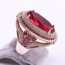 Lade das Bild in den Galerie-Viewer, Gorgeous Large Oval Red Stone Ring Luxury Filled CZ Weddings Rings For Women Engagement Fashion Jewelry Gifts Anillos Mujer DSers