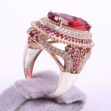 Lade das Bild in den Galerie-Viewer, Gorgeous Large Oval Red Stone Ring Luxury Filled CZ Weddings Rings For Women Engagement Fashion Jewelry Gifts Anillos Mujer DSers