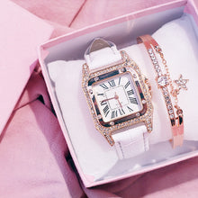 Lade das Bild in den Galerie-Viewer, Women Diamond Watch Starry Square Dial Bracelet Watches Set Ladies Leather Band Quartz Wristwatch Female Clock Zegarek Damski DSers