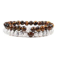 Lade das Bild in den Galerie-Viewer, Set Bracelet Couples Distance Black White Natural Lava Stone Tiger Eye Beaded Yoga Bracelets for Men Women Elastic Rope Jewelry DSers
