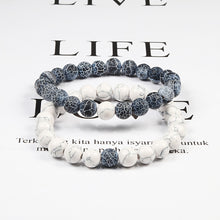 Lade das Bild in den Galerie-Viewer, Set Bracelet Couples Distance Black White Natural Lava Stone Tiger Eye Beaded Yoga Bracelets for Men Women Elastic Rope Jewelry DSers