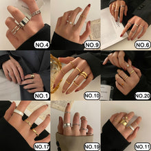 Lade das Bild in den Galerie-Viewer, 17KM Punk Gold Wide Chain Rings Set For Women Girls Fashion Irregular Finger Thin Rings Gift Female Jewelry Party DSers