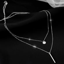 Load image into Gallery viewer, 925 Sterling Silver Double layer Necklace Round Shiny Full Zircon Long pendant Necklaces DSers