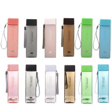 Lade das Bild in den Galerie-Viewer, 1 pcs 450ml transparent square plastic frosted cup outdoor cold juice sports with portable milk rope water cup DSers