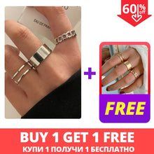 Lade das Bild in den Galerie-Viewer, 17KM Punk Gold Wide Chain Rings Set For Women Girls Fashion Irregular Finger Thin Rings Gift Female Jewelry Party DSers