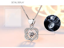 Load image into Gallery viewer, Fashion Romantic Double Heart Flower Pendant Necklace with Zircon Rose Gold/Silver Color Necklace For Women Jewelry OMG Shop Zone