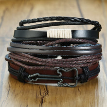 Lade das Bild in den Galerie-Viewer, Handmade Recycled Imitation Braided Wrap Leather Bracelet 4Pcs/ Set DSers