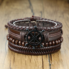 Lade das Bild in den Galerie-Viewer, Handmade Recycled Imitation Braided Wrap Leather Bracelet 4Pcs/ Set DSers