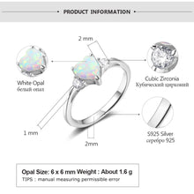 Lade das Bild in den Galerie-Viewer, Classic Eternal Heart 925 Sterling Silver Rings for Women Blue Pink White Opal Ring Female Engagement Finger Ring (Lam Hub Fong)
