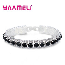 Lade das Bild in den Galerie-Viewer, Top Sale 925 Sterling Silver Bracelets Full AAA Zircon Austrian Crystal Femme Women Link Chain Jewelry Bangles 14 Colors