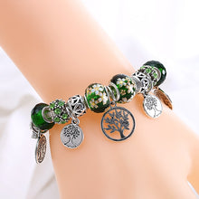 Lade das Bild in den Galerie-Viewer, Dropshipping Tibetan Silver Tree of Life Fashion Bead Bracelet Green Leaf Floral Crystal Charm Bracelet & Bangle Pulsera Jewelry DSers