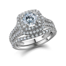 Lade das Bild in den Galerie-Viewer, Victorian Style Blue Side Stone Classic Ring 2 Pcs - Solid 925 Sterling Silver DSers
