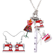 Lade das Bild in den Galerie-Viewer, Sewing Machine Earrings Necklace Retro Jewelry Sets SewingFairy