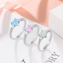 Lade das Bild in den Galerie-Viewer, Classic Eternal Heart 925 Sterling Silver Rings for Women Blue Pink White Opal Ring Female Engagement Finger Ring (Lam Hub Fong)