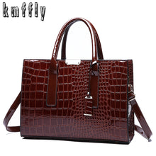 Lade das Bild in den Galerie-Viewer, Designer Fashion Crocodile Pattern Ladies Luxury Handbags OMG Shop Zone
