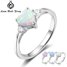 Lade das Bild in den Galerie-Viewer, Classic Eternal Heart 925 Sterling Silver Rings for Women Blue Pink White Opal Ring Female Engagement Finger Ring (Lam Hub Fong)