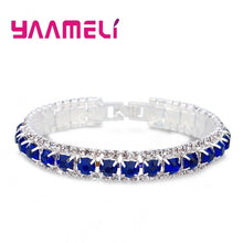 Lade das Bild in den Galerie-Viewer, Top Sale 925 Sterling Silver Bracelets Full AAA Zircon Austrian Crystal Femme Women Link Chain Jewelry Bangles 14 Colors