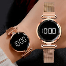 Lade das Bild in den Galerie-Viewer, Luxury Digital Magnet Watches For Women Rose Gold Stainless Steel Dress LED Quartz Watch Female Clock Relogio Feminino Drop Ship